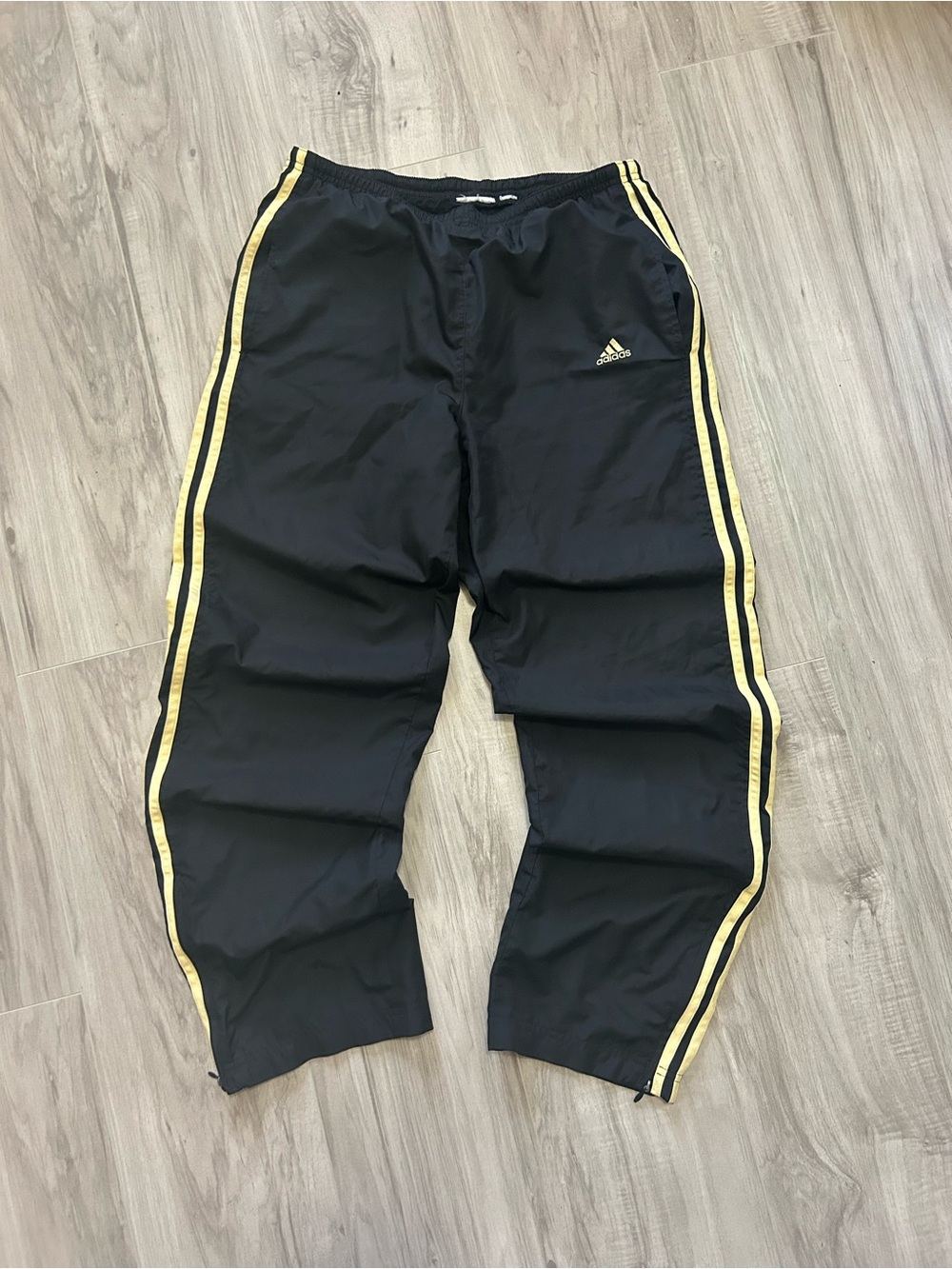 adidas Black Track Pants with Yellow Side Stripes
